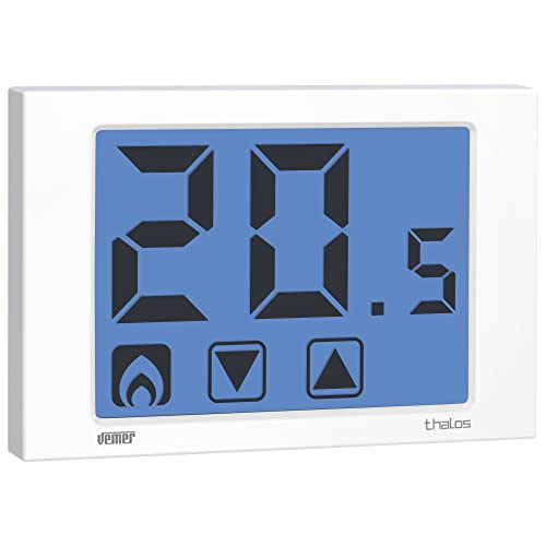VEMER VE432100 THALOS - Termostato Ambiente da Parete, Display Touch Screen, Alimentazione a Batterie, Bianco