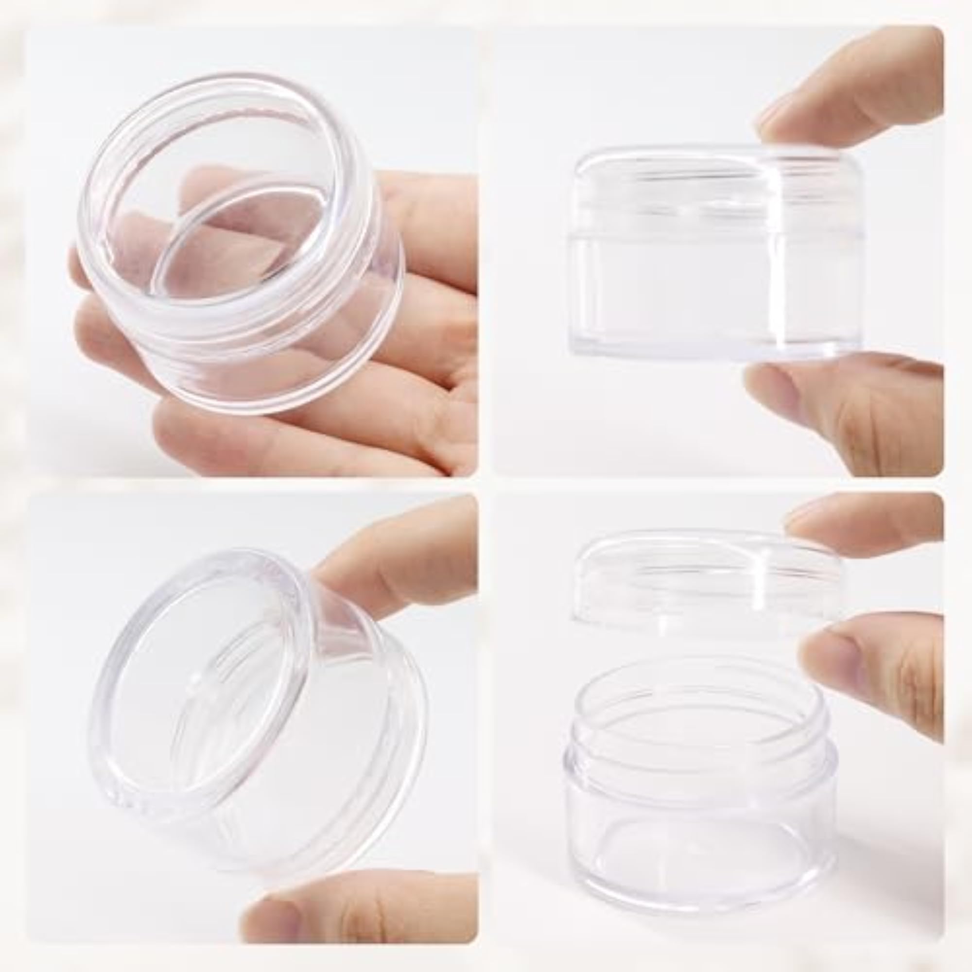 Beauticom 20G Round Clear Jars with Screw Cap Lids