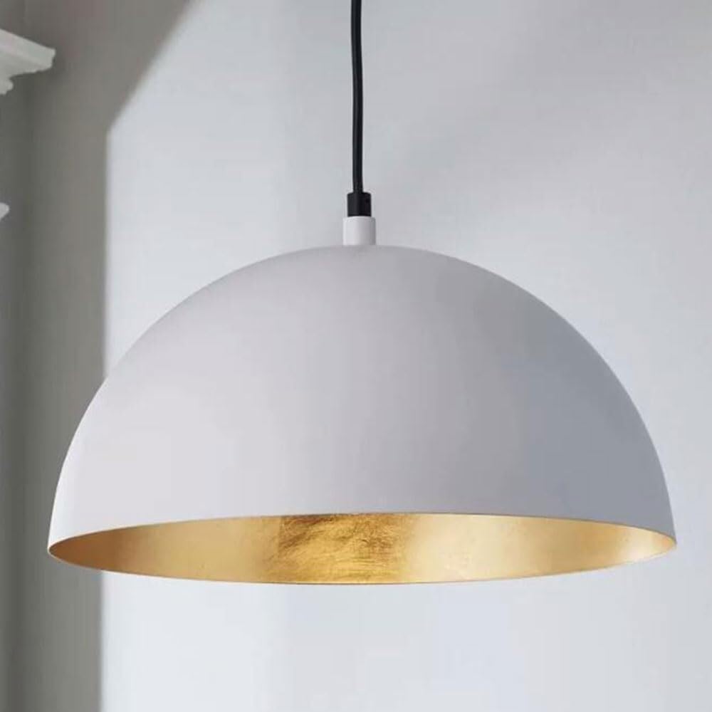 Suspensions de salon vintage et abat-jour de plafond dôme feuille d'or salle à manger