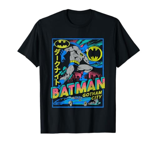 DC Comics Batman Neon Gotham City Kanji Poster T-Shirt