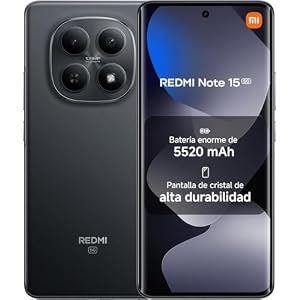 XIAOMI REDMI Note 15 5G – Smartphone 8GB+256GB, Pantalla AMOLED FHD+ 6,77″, Snapdragon 6 Gen 3, Cámara 108MP, Batería 5520 mAh, Color Negro