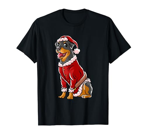 Rottweiler Cappello di Babbo Natale Buon Natale Cane X-Mas Dogs Maglietta