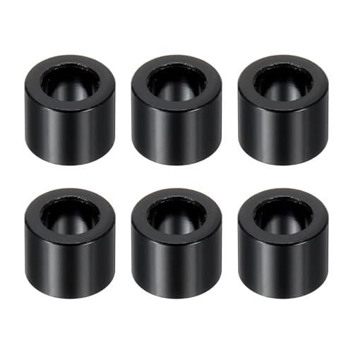 PATIKIL M6 Aluminum Spacers, 6 Pcs Metal Spacers Aluminum 6.2mm ID x 10mm OD x 8mm L Aluminum Spacer Screw Standoff Round for 1/4" or M6 Screw Bolts,Black