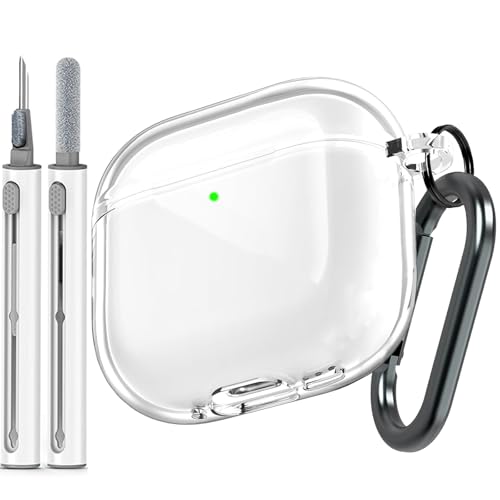 J.M.SHOW AirPods 4th Generation Case Cover 2024 - Soft TPU With Keychain and Cleaner Kit Shockproof Anti-Yellowing Clear for Apple AirPods 4 Gen for Women Men