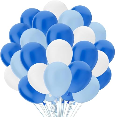OHugs Blue Balloons - Pack of 50 10 Inch Blue Party Balloons Made of Strong Thick Latex for Birthday Decorations, Kids Party, Baby Shower, Weddings, National Days and School Event Decorations