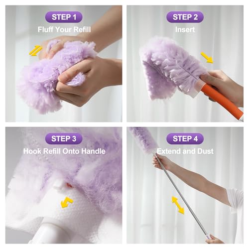 Image of JOYMOOP Ceiling Fan Cleaner Duster and Cobweb Duster with Extension Pole, 28-98 Inch Handle and 9 Refills for High Ceilings and Furniture