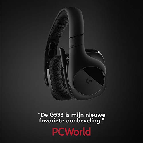 Logitech G533 Draadloze Gaming Headset, 7.1 Surround sound, DTS Headphone:X, 40mm Pro-G drivers, Noise Cancelling Microfoon, 2.4GHz draadloos, Lichtgewicht, Batterijduur 15 uur, PC/Mac - Zwart - Afbeelding 6
