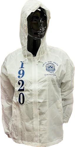 Buffalo Dallas Zeta Phi/Φ Beta Hooded Windbreaker Line Jacket [White] - ID#33303-170-8-0-0