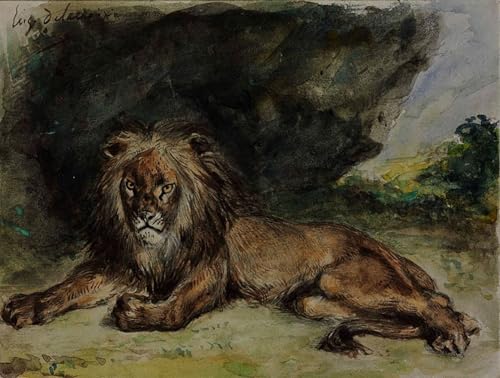 Posters et art pour décoration chambre lion Delacroix tableau vintage