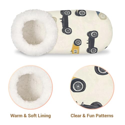 House Slippers for Women Men, Vintage Race Cars Print Soft Fuzzy House Shoes Home Slipper4