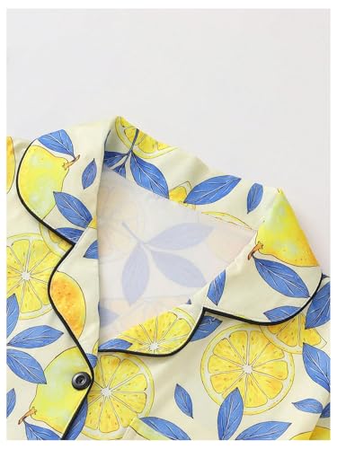 Verdusa Women's 2 Piece Sleepwear Button Down Pajama Sets Short Sleeve Shirt and Shorts3