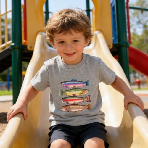 Image of Kids Short Sleeve Tees Toddler Crewneck T-Shirts Boys Girls Dino Raccoon Excavator Silly Goose Flower Girl Tops 2-7 Years
