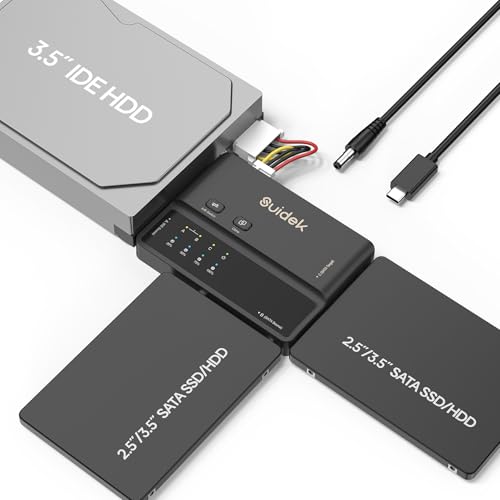 Adaptateur USB 3.0 vers IDE et SATA, Lecteur de Disque Dur Externe Type-C 5Gbps pour Disques durs HDDs/SSDs SATA 2,5