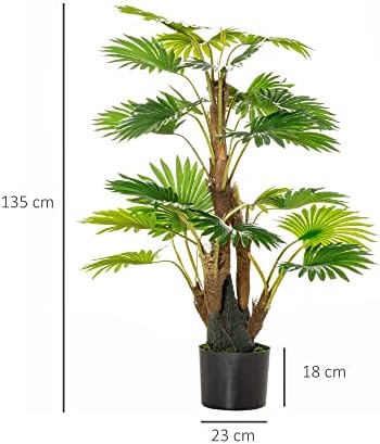 HOMCOM Artificial Tropical Palm Tree Fake Decorative Plant in Nursery Pot for Indoor Outdoor Décor, 135cm