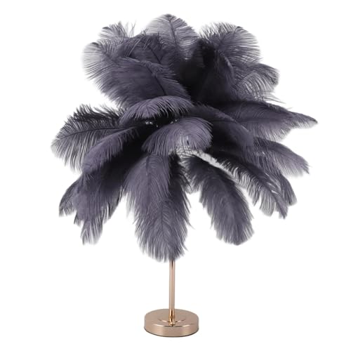 Yunir Feather Table Lamp, 30PCS Feathers USB Rechargeable Decorative Beside Table Lamp, with 3 Color Dimmable Lighting