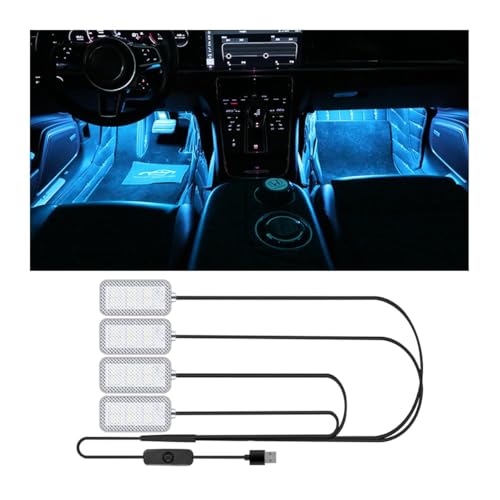 Azonee Car Interior LED, Waterproof LED Strip for Car Interior, USB Powered Ambient Footwell Lights, Customizable Ice Blue, Blue Pink Colors, Easy Installation, Universal for Cars, ATVs, RVs (Blue 5V)