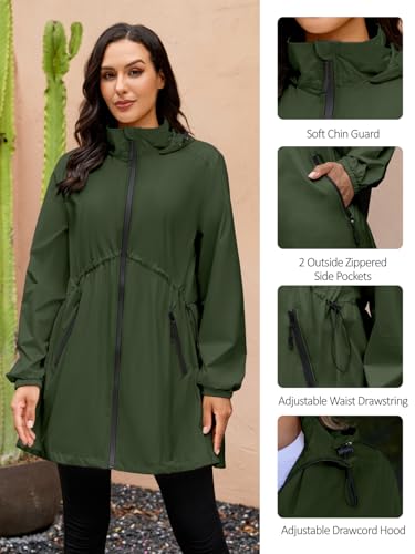 PITINAN Windbreaker Jackets Long Thin Raincoat For Women Hooded Lightweight Rainjacket Women Waterproof with Pockets S-XXL3