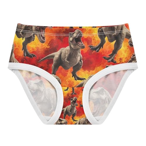 Roaring Dinosaurs Orange Girls Underwear, Toddler Panties, Girls Underwear Cotton, 2–8 Years