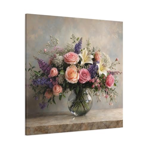 Tableau fleurs rose pastel toile florale réaliste pour une ambiance douce