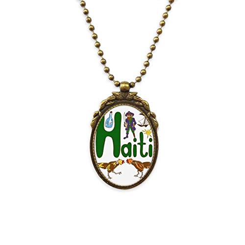 Pendentif Haïti collier laiton antique pour tenue vintage quotidienne