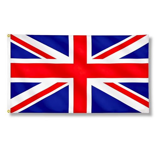 SHATCHI Large 5x3FT Union Jack Flag Britain National Flag New King Charles III Coronation Celebration Garden British Street Party Pub Outdoor Decorations, Red/Blue/White