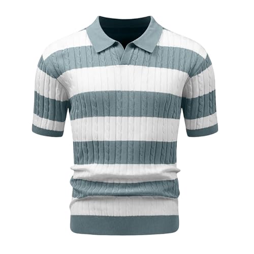 Amazon.com: HYPESTFIT Knit Polo Shirt Short Sleeve Striped Texture