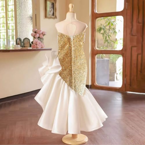 Little Girls Sparkle Sequin Mermaid Dress Flower Girls Ruffle Long Birthday Party Gown3