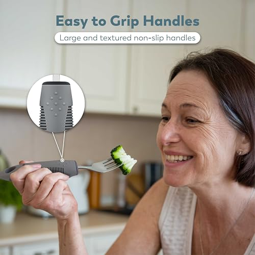 image for BUNMO Utensils for Elderly, Arthritis, Weak Hand Grip, Tremors & Handi