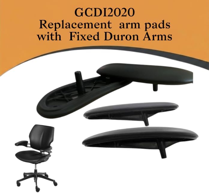 Replacement Black Arm Pads for Freedom Office Chair with Fixed Duron Arm Pads, Fix Peeling & Cracked Arm Pads, Soft-Touch Ergonomic Cushions, (1) Left & (1) Right Arm Pad/Cap