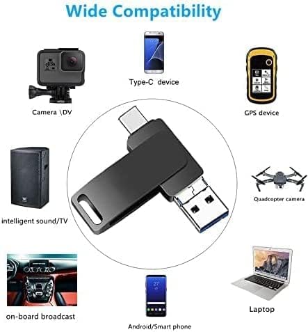USB3.1 Flash Drive 1TB,USB C Thumb Drive with Type-c and Micro USB Port,Computer Memory Stick Drive for iPad Mini,Ultra External Storage Drive USB C Stick Drive for Android Phones and Computer (Black