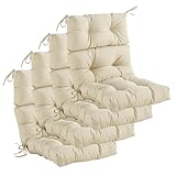 YOOZEKU Outdoor Indoor High Back Chair Cushions Set of 4,Waterproof All-Weather Patio Adirondack Rocking Chair Cushions,Seat Back Chair Cushion for Outdoor Furniture with Ties,45x22 Inch, Beige