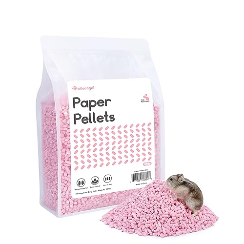 Niteangel Hamster Paper Pellets Bedding 1.8LB / 850g Small Aninam Bedding for Syrian Dwarf Hamsters Gerbils Mice Mouse Lemming Degus or Other Small-Sized Pets (Pink)