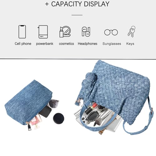 Image of Woven Tote Bag for Women, Hobo Bag for Work, Large Beach Travel Handbags and Purses, Retro Shoulder Bag, Shopping Bag