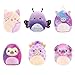 Squishville by Original Squishmallows Purple Pals Squad Plush - Six 2-Inch Squishmallows Plush Including Bashira, Mollie, Carlota, Patrick, Rida, and Jazzy - Toys for Kids