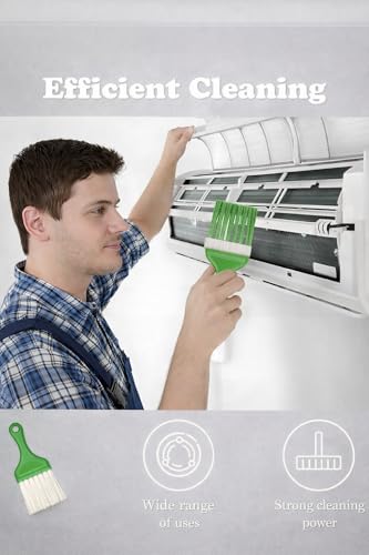 Image of AC Coil Cleaner Brush, AC Cleaning Kit, AC Coil Cleaner Efficient Cleaning Tool for Split AC Units, White Handle Brown Bristle Brush for Air Conditioner Maintenance, Suitable for Cleaning