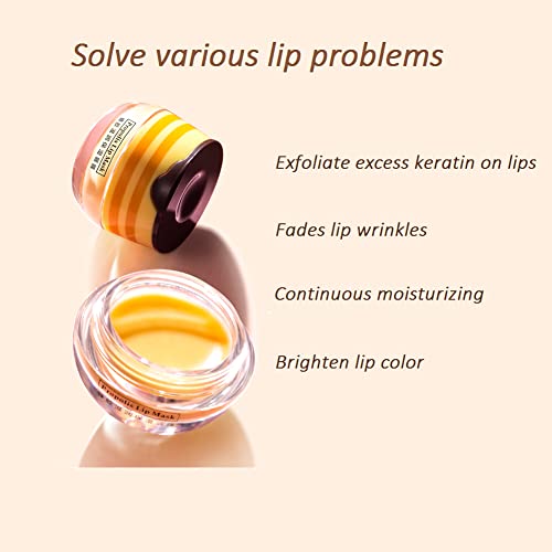 Mulpg 2Pcs Bee Balm Lip Balm Honey Pot,Propolis Moisturizing Honey Lip Mask Lip Balm,Hydrating & Prevention Dry And Cracked Lip Scrubs Exfoliator #TOP2
