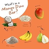 Dino Bars | Organic Fruit Bar for Kids | Organic Toddler Bars and Dinosaur Snacks | Fruit + Oats + Hemp Hearts with Edible Paper | Mango Kids Bar | 10 Pack
