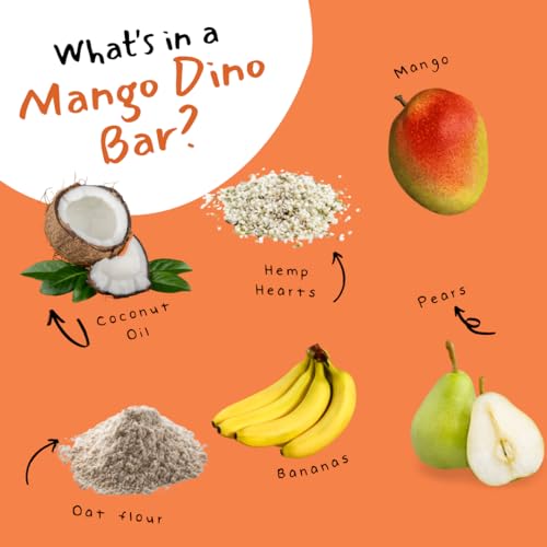 Dino Bars | Organic Fruit Bar for Kids | Organic Toddler Bars and Dinosaur Snacks | | Fruit + Oats + Hemp Hearts + Coconut Oil with Edible Paper | Blueberry + Strawberry + Mango Kids Bar | Age 1+ | Variety 30 Pack