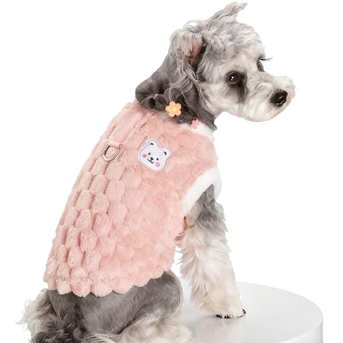Pull en Polaire Doux pour Petit Chien Chat, Chandail d&rsquo;hiver Chaud Pelucheux avec Anneau en D, Vêtement pour Petits Chiens, Yorkshire, Chihuahua, Chat, Taille L