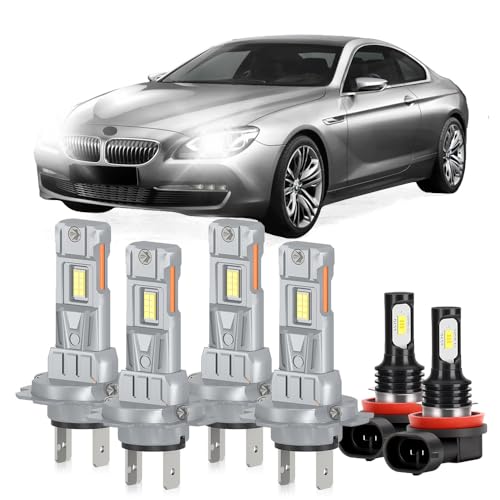 SMUCGUD Lights Bulbs For BMW 328i 325xi 330xi 2002 2003 2004 2005 2006, 6000K Cool White, 20000LM 800% Brighter, High Low Beam Fog Lights, Canbus Ready, Plug and Play, Pack of 6