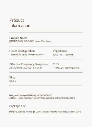 Image of Moondrop Marigold USB-C in-Ear Earphone DSP Built-in 32Bit /384kHz Sound Card Asymmetric Cable Microphone EQ Music Gaming Headset