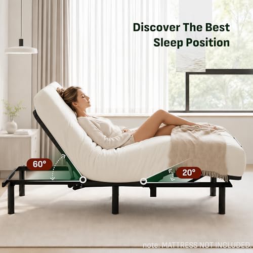 Image of Softa Adjustable Bed Frame, Electric Bed Base w /Oxford Fabric Bedspread, Remote Control, Whisper Quiet, Durable Motor, Mattress Holder