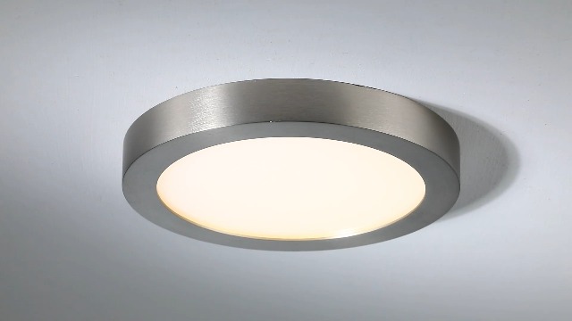 Image of Flush Mount Ceiling Light Fixture, 7 Inch LED Modern Kitchen Light, Metal and Glass, Slim Dimmable Brushed Nickel Ceiling Light for Low Ceiling, 17W, 3000K, 2 Pack