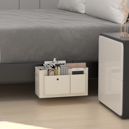 Edudif Bedside Caddy Bedside Organizer with Fixed Straps & Water Bottle Holder, Bunk Bed Caddy ideal for Home, Dorm, Hospital, Crib, Versatile Bedside Storage Solution (White)
