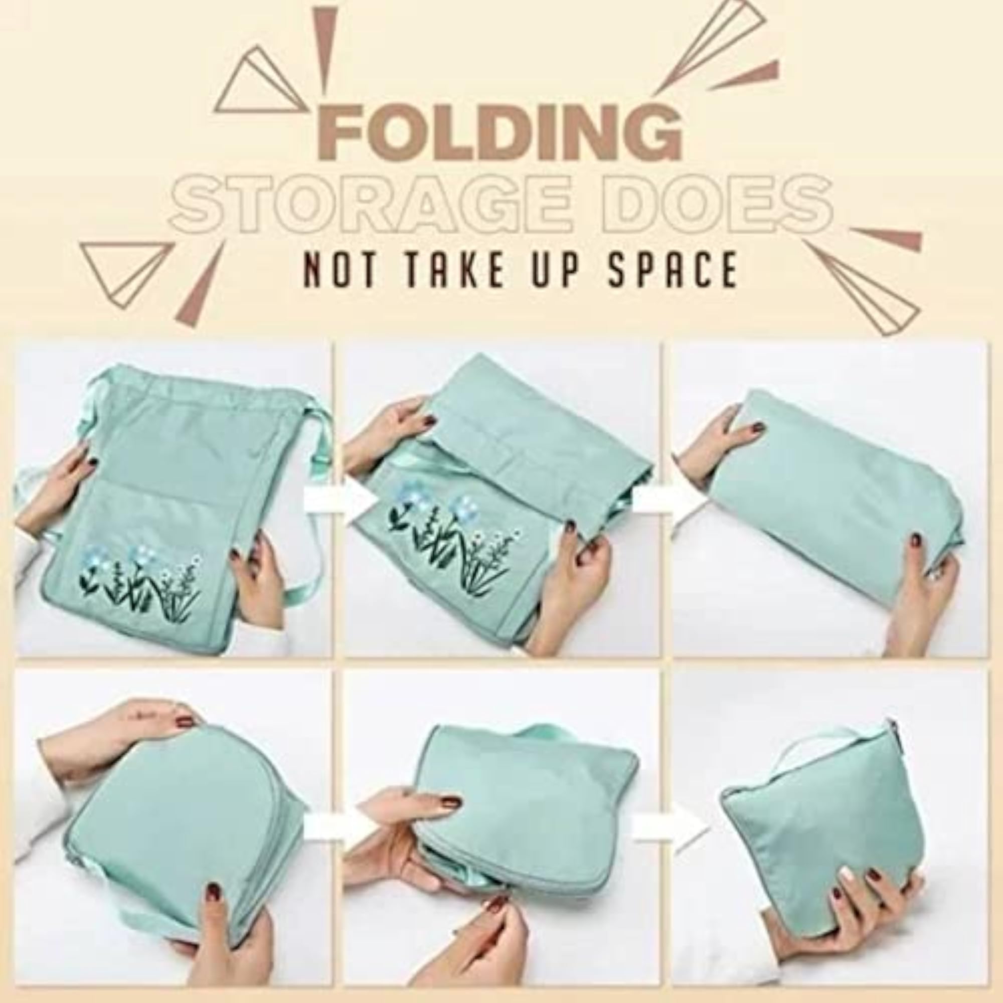 Foldable Waterproof Flower Print Drawstring Backpack