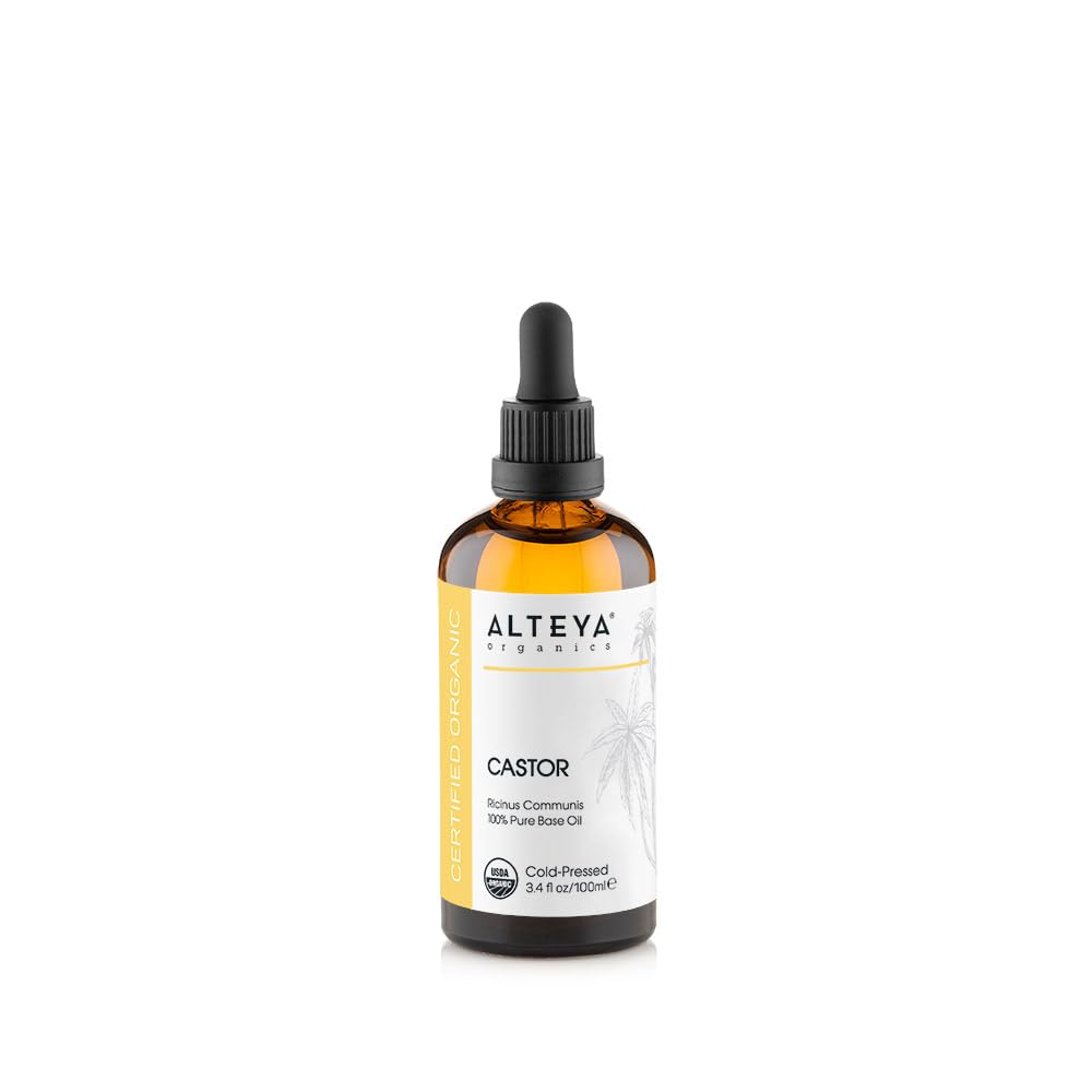 Alteya Aceite de Ricino Orgánico 100ml - 100% Certificado orgánico prensado en frío – Cuerpo, cabello, cejas – Nutre, mejora el crecimiento del cabello – Tratamiento de grado terapéutico premium