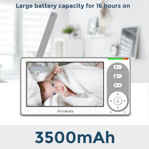 Image of Baby Monitor - 1000ft Long Range Baby Monitor with Camera and Audio No WiFi, Built in 3500mAh Battery,Auto Night Vision, Temperature, 2-Way Talk, 8 Lullabies, 4.3'' Screen