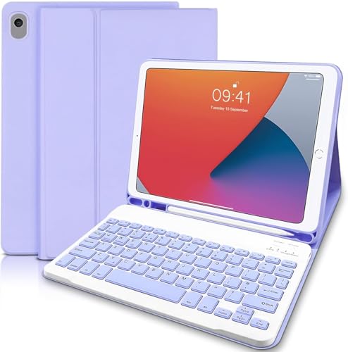 tititinita for iPad Case with Keyboard 10.2 inch, for iPad 9th Generation Case with keyboard(2021), Detachable Wireless Keyboard for ipad 9th Generation/8th Gen/7th/Air 3, Pro 10.5, Purple