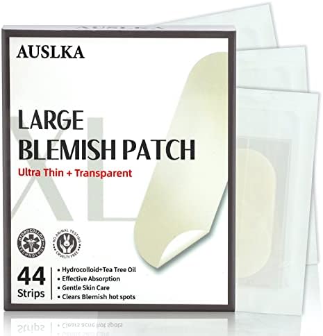 AUSLKA Blemishes Patches - 44 Strips, Hydrocolloid Dots - Large Blemishes Patch - Blemishes Stickers - Zit Breakouts - Suitable for Larger Area Outbreaks