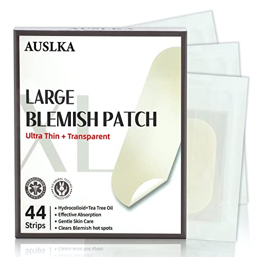 AUSLKA Blemishes Patches - 44 Streifen, Hydrokolloid Dots - Großer Hautunreinheiten Patch - Hautunreinheiten Aufkleber - Zit Breakouts - Geeignet für größere Flächenausbrüche Cover